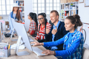 Kids learning with computers