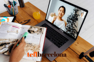 Asian stuent being taught online