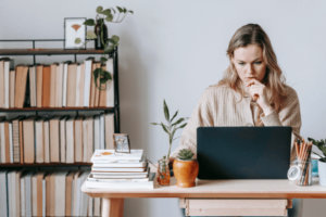 Lady working on a computer
