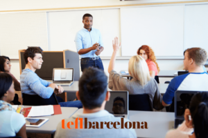 teacher teaching a group