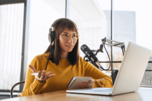 teacher recording herself